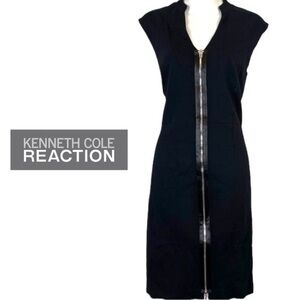 Kenneth Cole Reaction Double Zip Ponte Knit - Little Black Dress, Size 2
